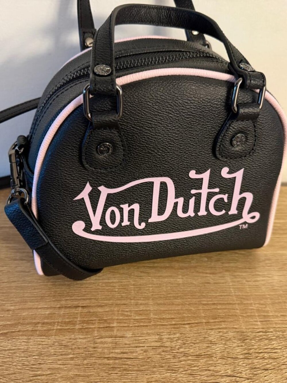 Von Dutch Black & Pink Mini Bowling Bag Shoulder Bag